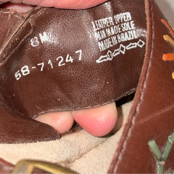 Vintage Candie’s Brown Leather Wooden Platform Sandals Shoes size 8 90’s Y2K - Picture 10 of 11